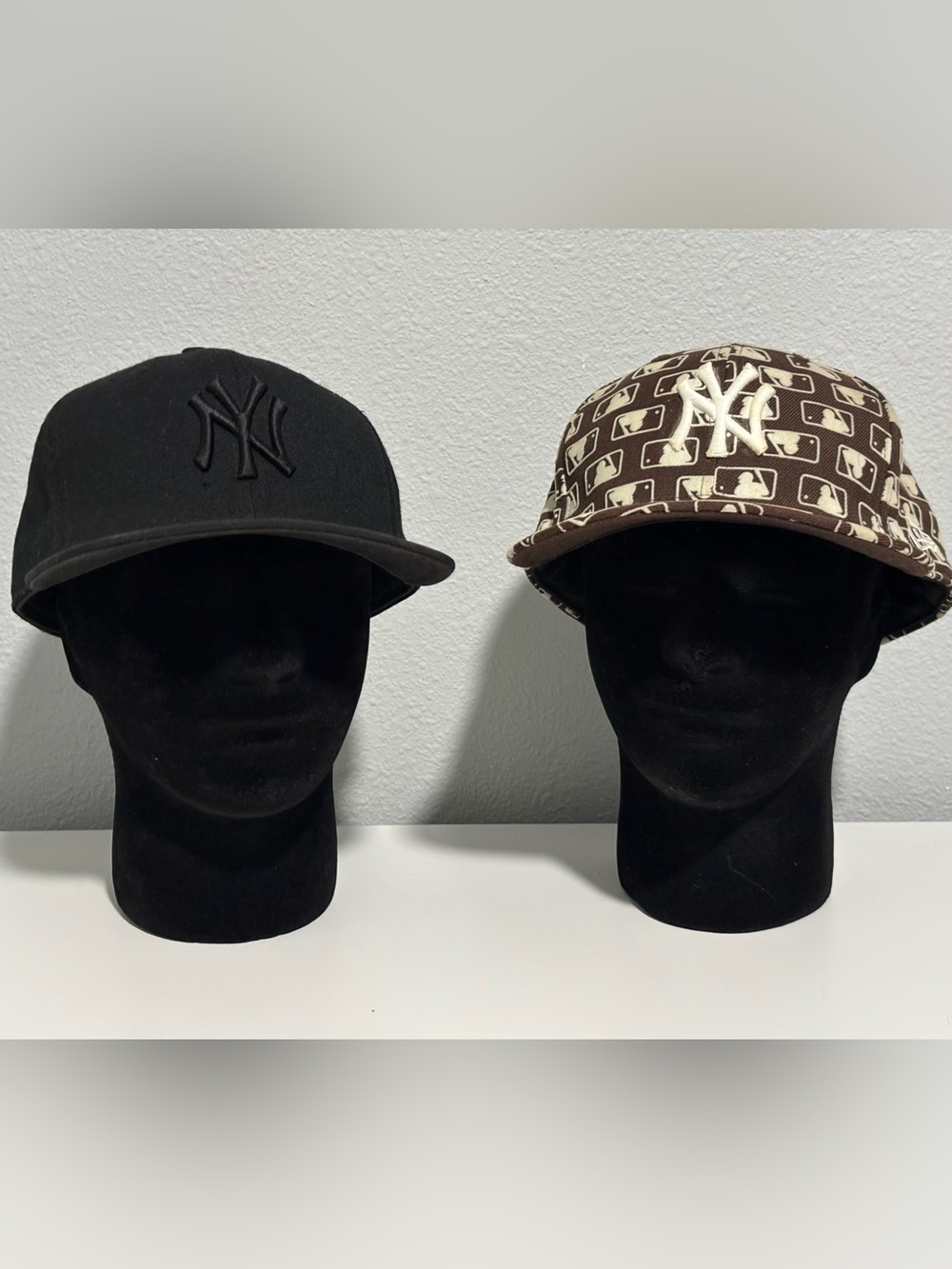 New York Yankees All-black Hat and A New York Yankees / MLB monogram Hat